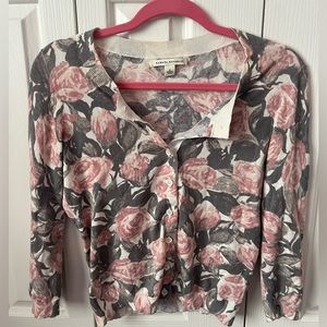 Banana Republic light button-up floral cardigan